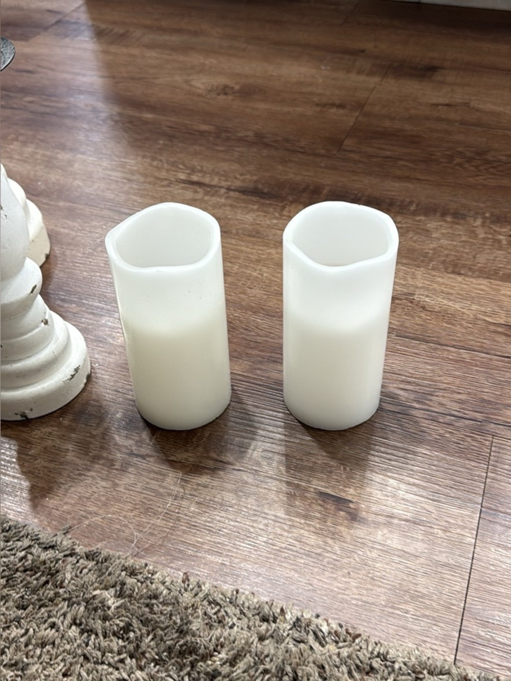 Set of 2 White Flameless Pillar LED Candles
